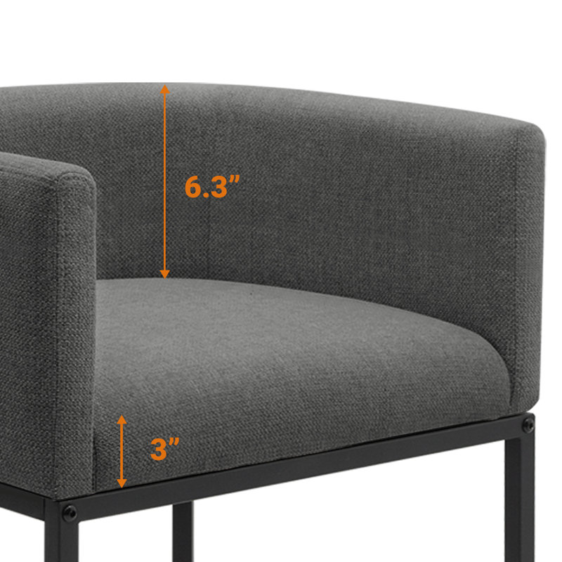 Upholstered Counter Stool with Metal Frame, Carbon Gray