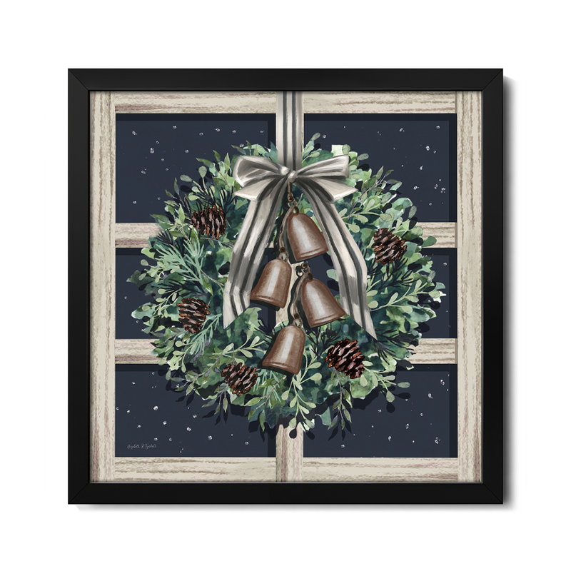 Couronne de Jingle Bells - reproduction d'art murale - affiche de galerie, H 16 po x l 16 po