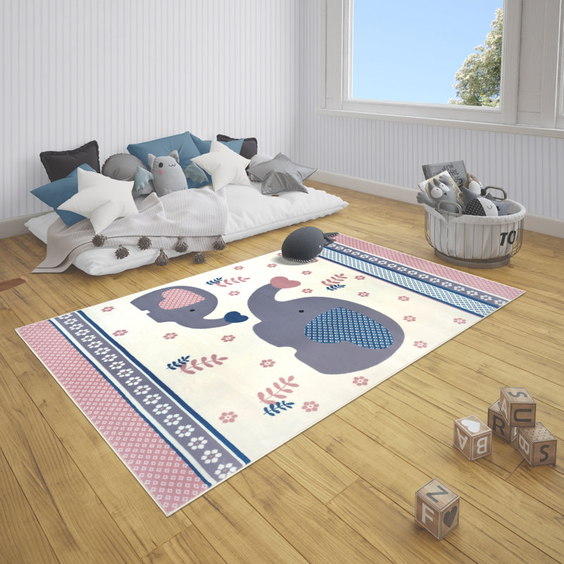 Happy Elephant Tufted Beige/Grey Rug, Rectangle 160 x 220cm
