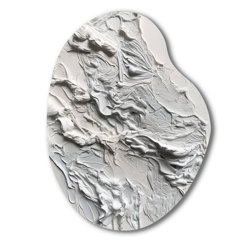 «White and Tranquility Unleashed - Marble Unique Shape Unique Wall Decor», reproduction d'art asymétrique moderne en métal