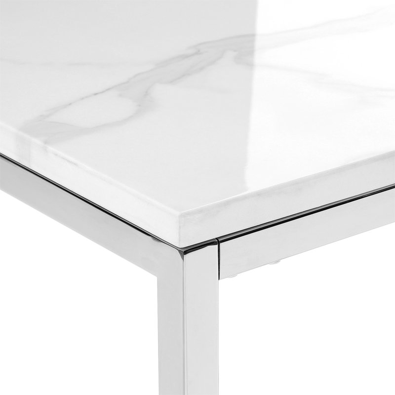 Rumi Metal Base Dining Table, White/Chrome