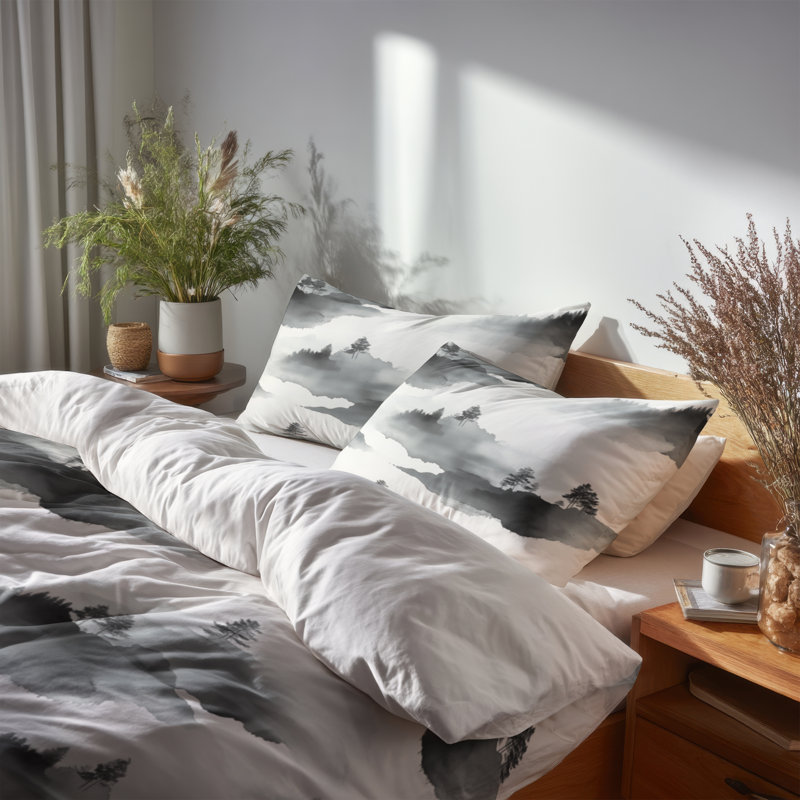 Ensemble de literie moderne 3 pièces - ensemble de housse de couette nuage forêt noire