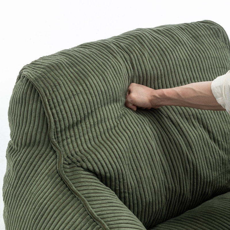 Fauteuil à billes en velours côtelé Compression, Vert