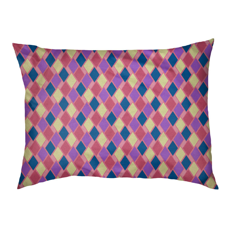 Coussin de diamants rétro Byrge, Moyen (l 30 po x P 20 po x H 10 po), Rouge / Bleu / Jaune