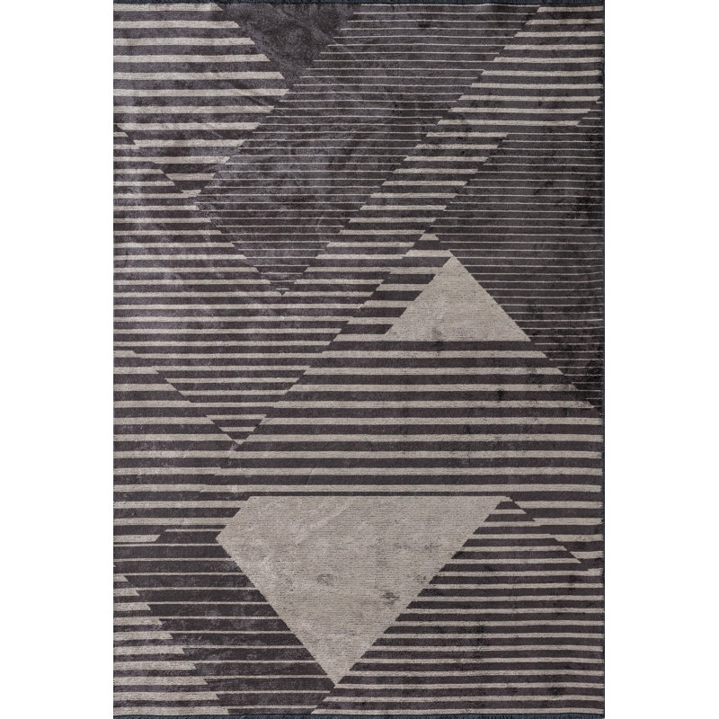 Rapture Gray/Beige/Dark Brown Geometric Luxury Area Rug, Rectangle 7'10" x 11'2"