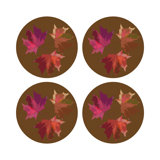 Autumn Leaves Vegan Leather Round Pebble Placemat