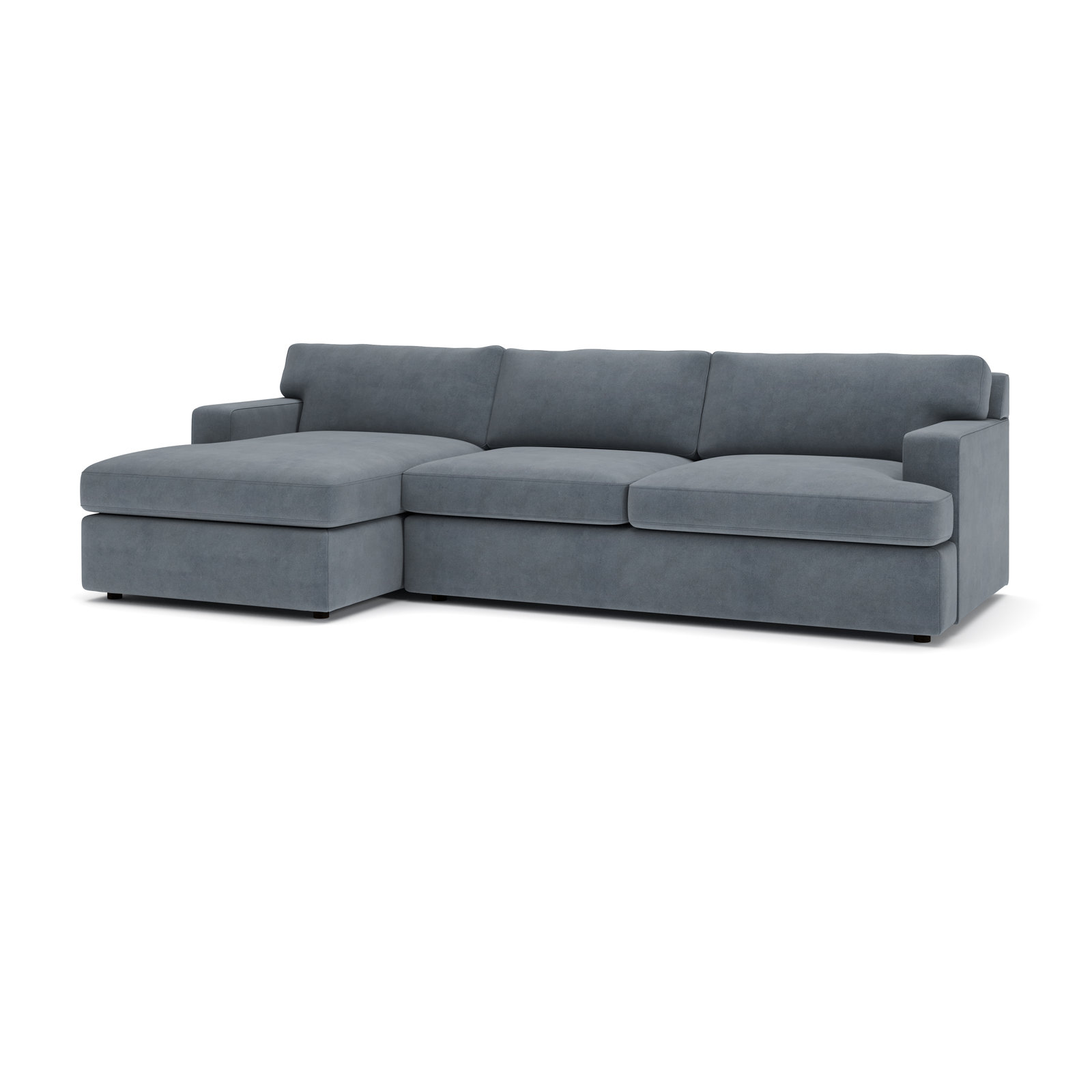 Cleo 2-Piece Upholstered Sectional, Left Hand Facing, Bella Ink Blue Performance Velvet