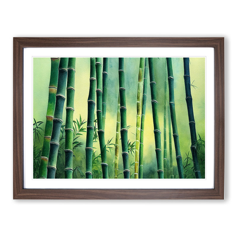 Bamboo Forest Scene - Framed Print, 25cm H x 34cm W x 2cm D, Walnut