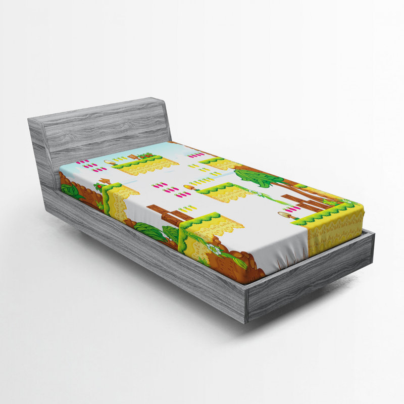 Video Games Microfiber Fitted Sheet, Twin Fitted Sheet
