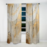 Beige And Gold Glacier Stone Simplicity II - Shapes Room Darkening Abstract Curtain - 1 Panel