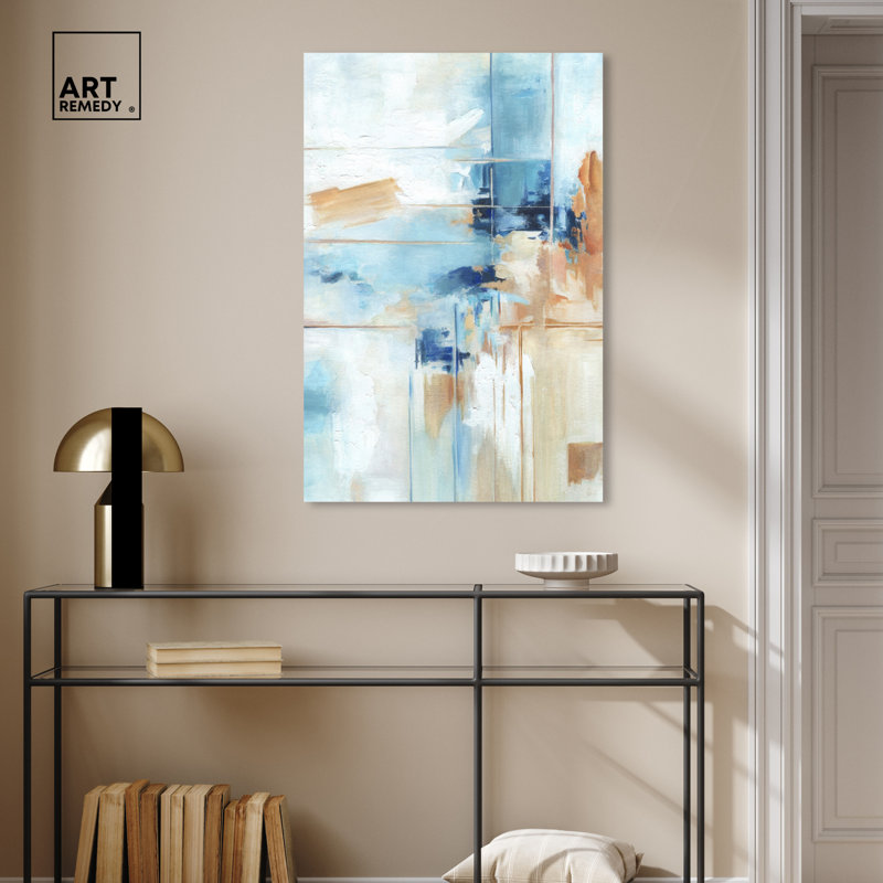 Large Blue and Beige Abstract Canvas Wall Art