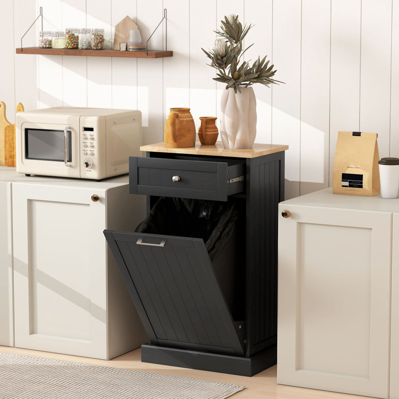 Porte-poubelle autoportant avec tiroir Kitchen Tilt Out, Noir