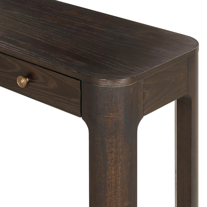 Console rétro classique avec 3 tiroirs et pieds en bois massif Solstice, Espresso