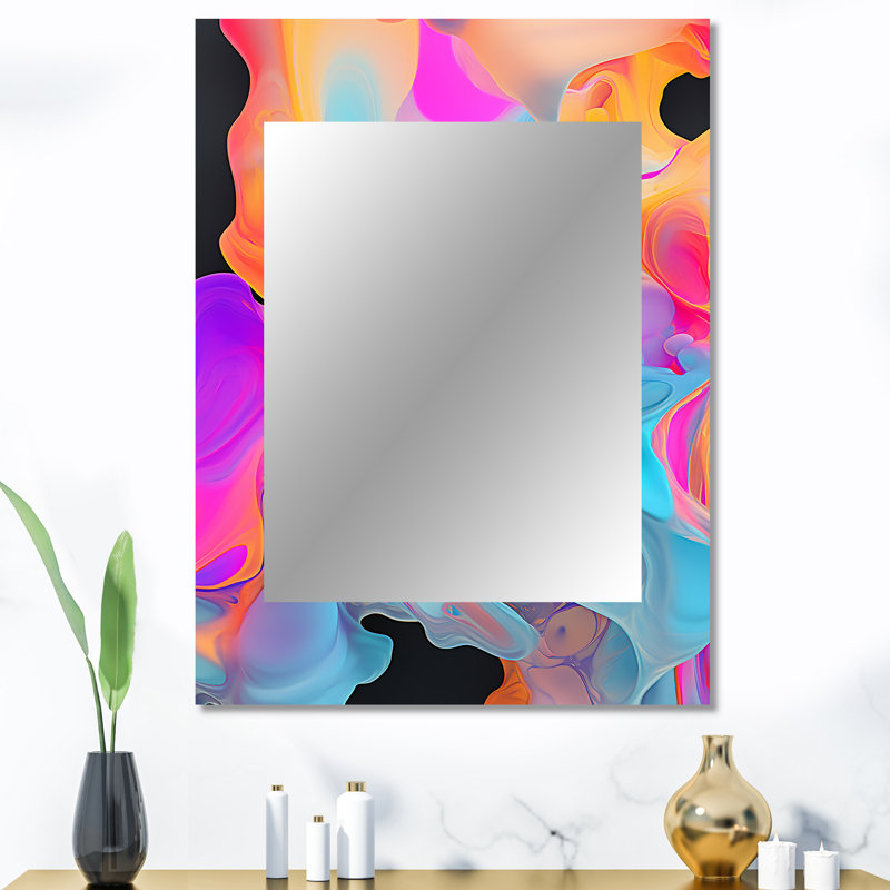 Peinture rose et bleue fusion IV - grand miroir mural, peinture abstraite moderne, 40 po x 30 po