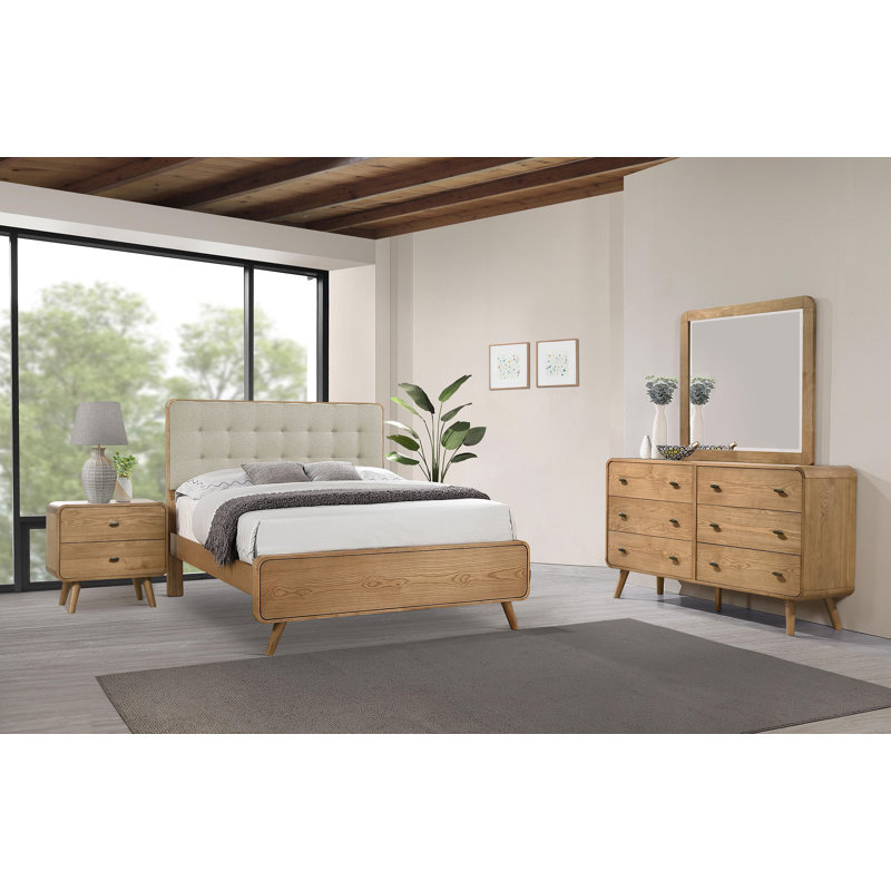 Ensemble de chambre avec très grand lit 4 pièces Graesen, Très grand californien, 4 Pcs: Dresser; Mirror; Bed; Nightstand