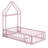 Twin Size House Floor Bed With House-shaped Headboard Clothes Hanger Without Slats White-2049237415