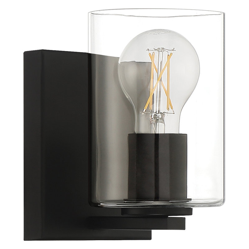 Armed Sconce, Matte Black, Clear