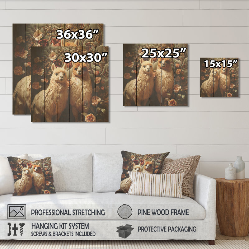 Floral Floral Alpaca Portrait, H 15 po x l 15 po