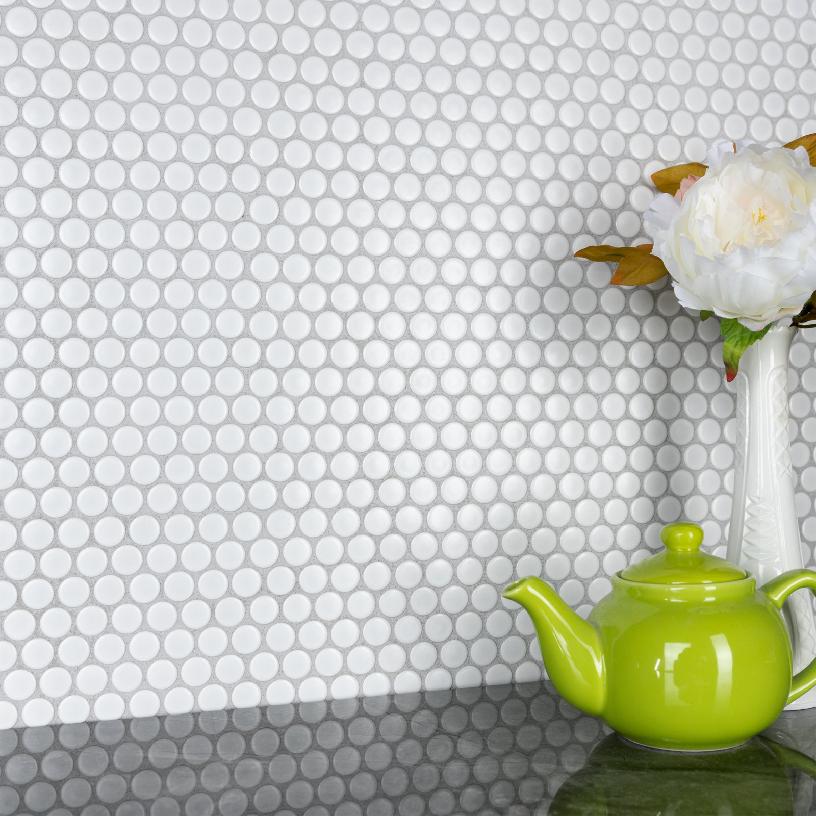 Metro Penny 0.75" Porcelain Mosaic Tile, Matte White