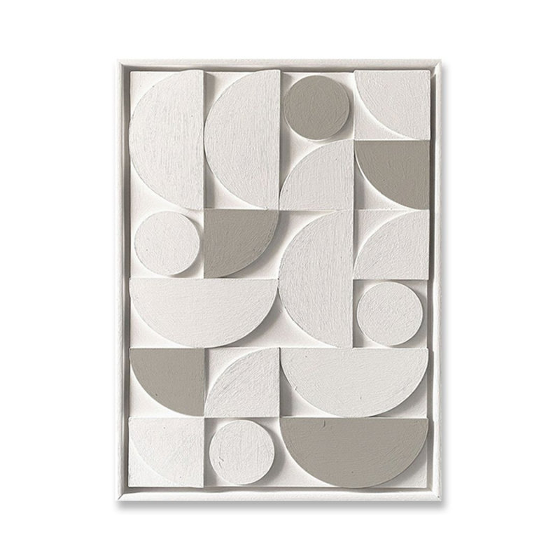 Art mural rectangulaire moderne pour salon, Blanc / Gris, H 47,24 po x l 31,5 po
