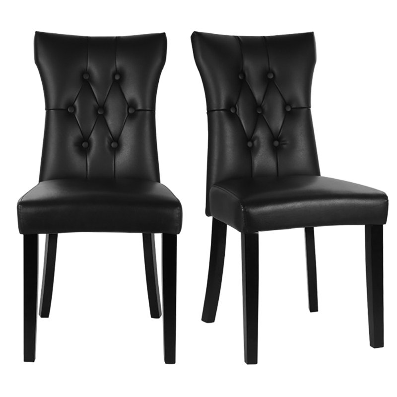 Adreana 47cm H Tufted Upholstered Wing Back Side Chair, Black