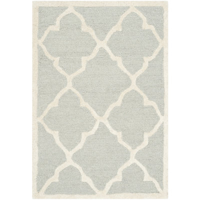 Cannen Hand-Tufted Wool Light Grey/Ivory Area Rug