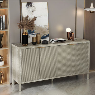 Buffet moderne de 59 pouces avec 4 portes, tablettes réglables pour un rangement polyvalent et une décoration intérieure élégante