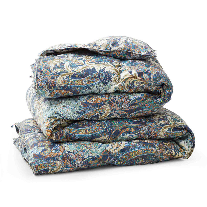 All Season Paisley Printed Goose Down Feather Fiber Comforter Duvet Insert, King, Royal Paisley Bloom