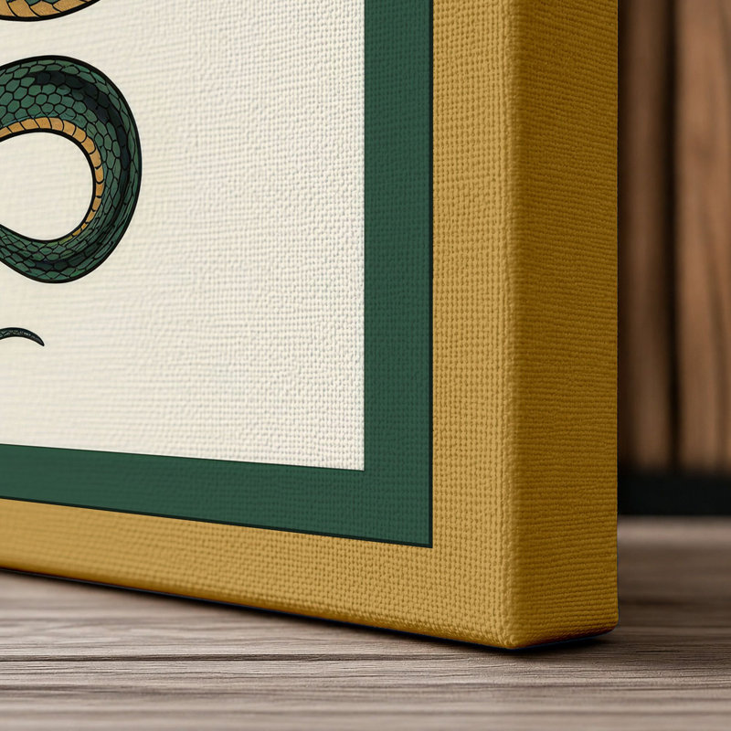 Snake in Profile Botanical - Wrapped Canvas, 18x12 - 45.7 x 30.5 cm, Ochre Border