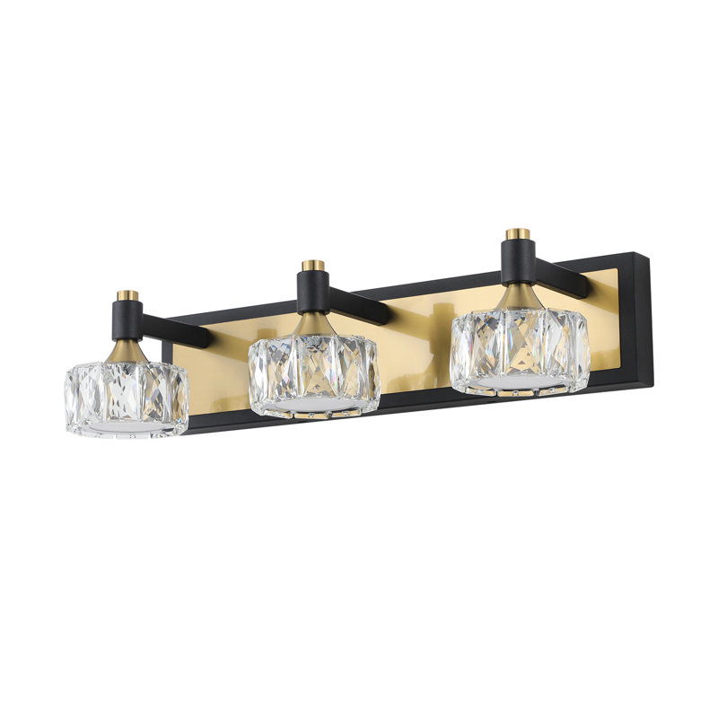 3- Crystal Bath Fixture Over Mirror - Modern Rust Bathroom Lighting