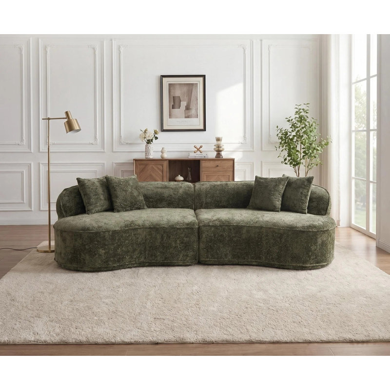 Canapé modulaire incurvé Boneless Modular Cloud, Boucle verte