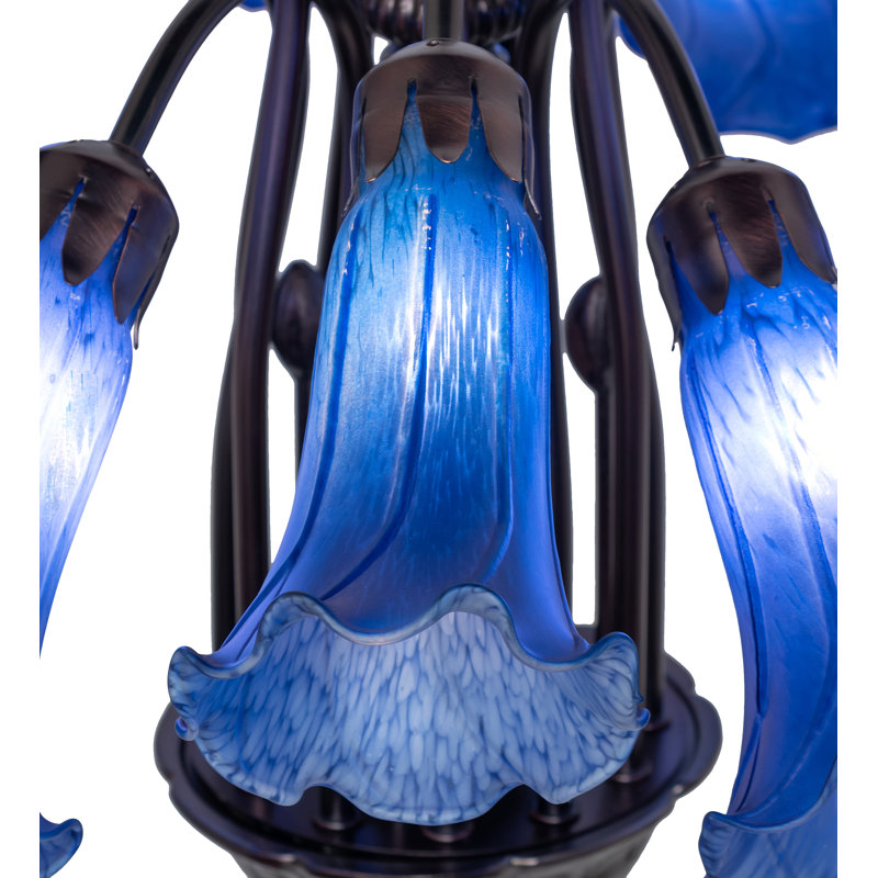 Tiffany 12 - Light Chandelier, Blue