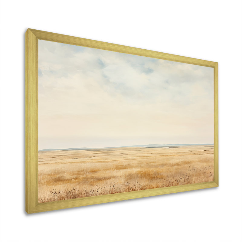 Prayies Endless Meadows Scenery Minimalisme I, H 34 po x l 44 po x P 1,5 po, Cadre doré simple
