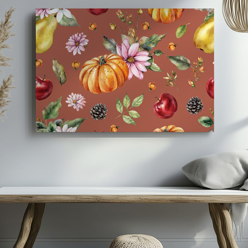 Toile sur fond terre cuite chaleureuse, H 18 po x l 24 po