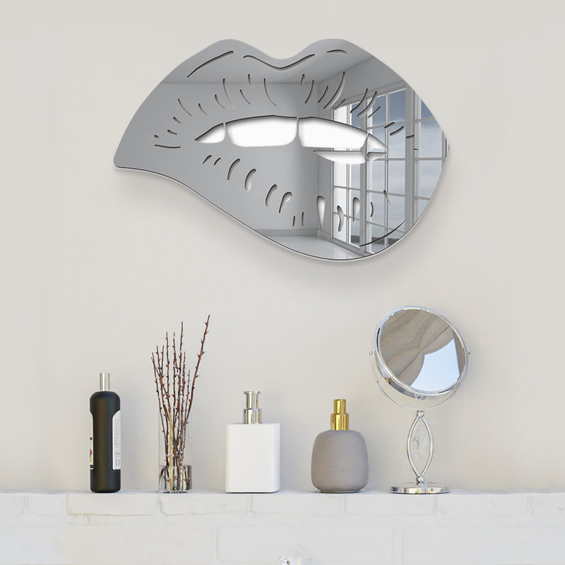 Biting Lips Modern Wall Decor, 18" H x 26" W x 1" D, Mirror