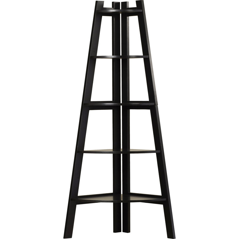 Husby 63.5"H X 26"W Corner Bookcase, Black