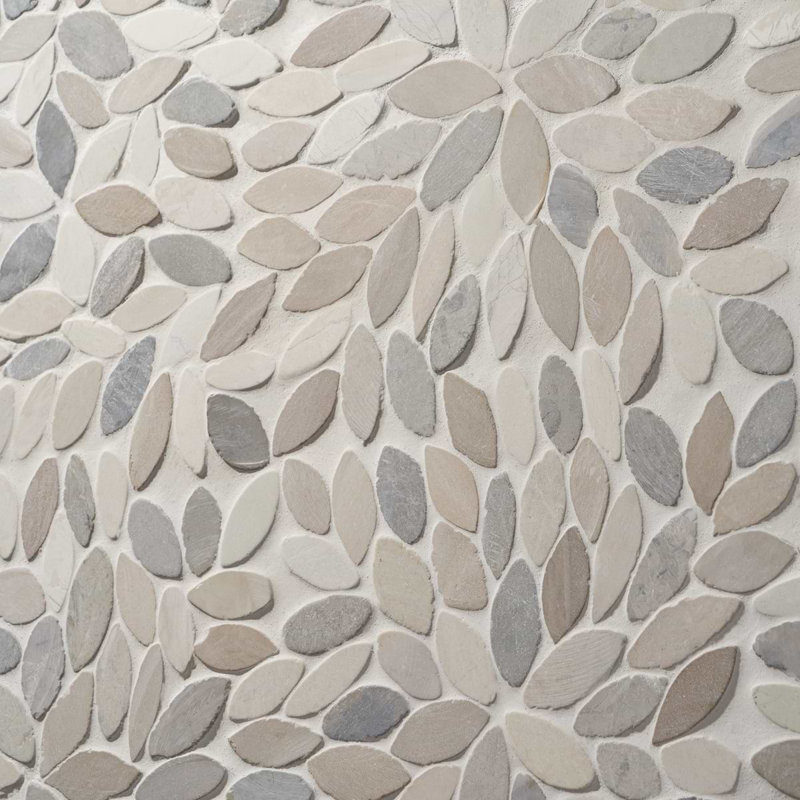 Nature Flower Carrara Marble Mosaic Tile, Lombok  Beige