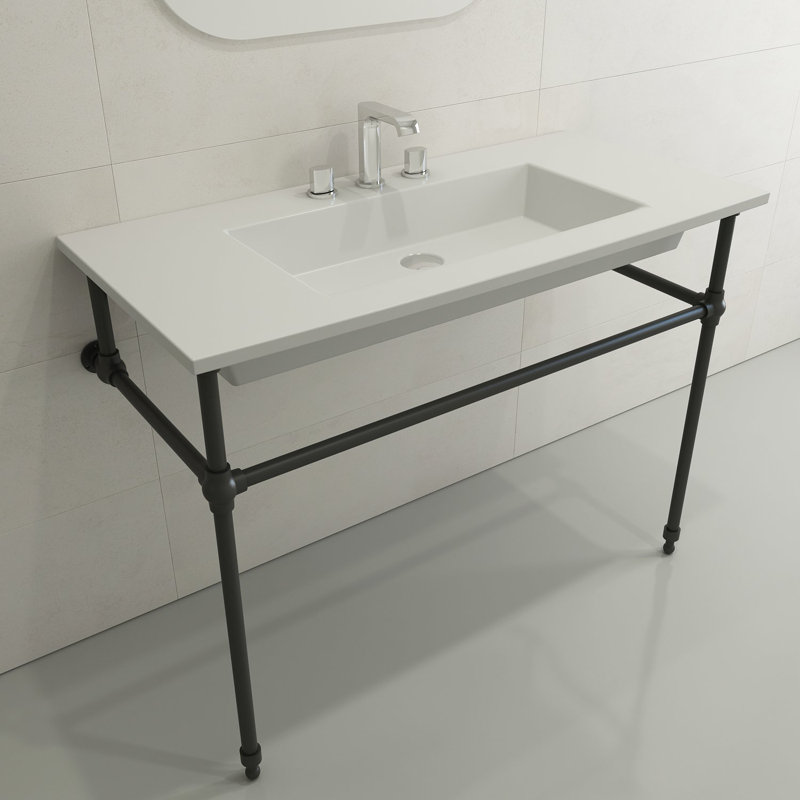 Ravenna Bathroom Sink, Matte White, 8" Widespread