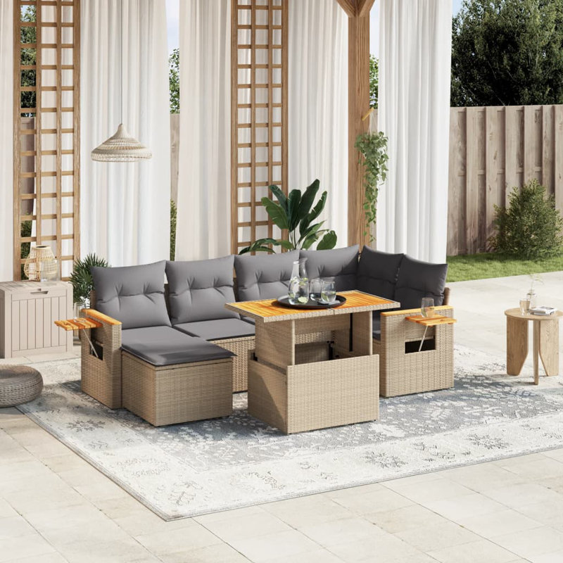 Ensemble de canapé de jardin beige