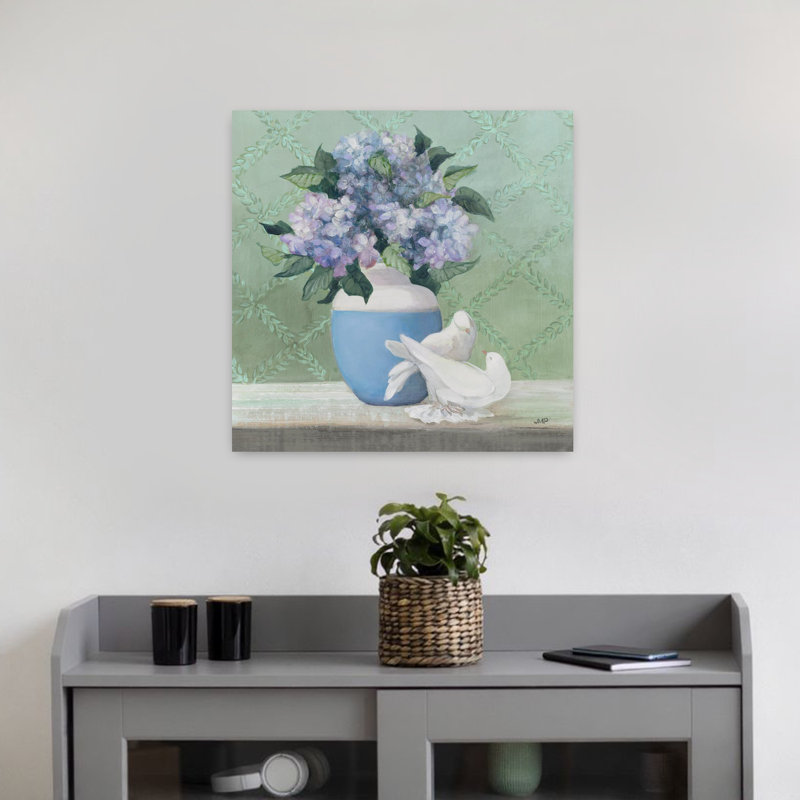 Art contemporain d'hortensia enchanté, H 18 po x l 18 po