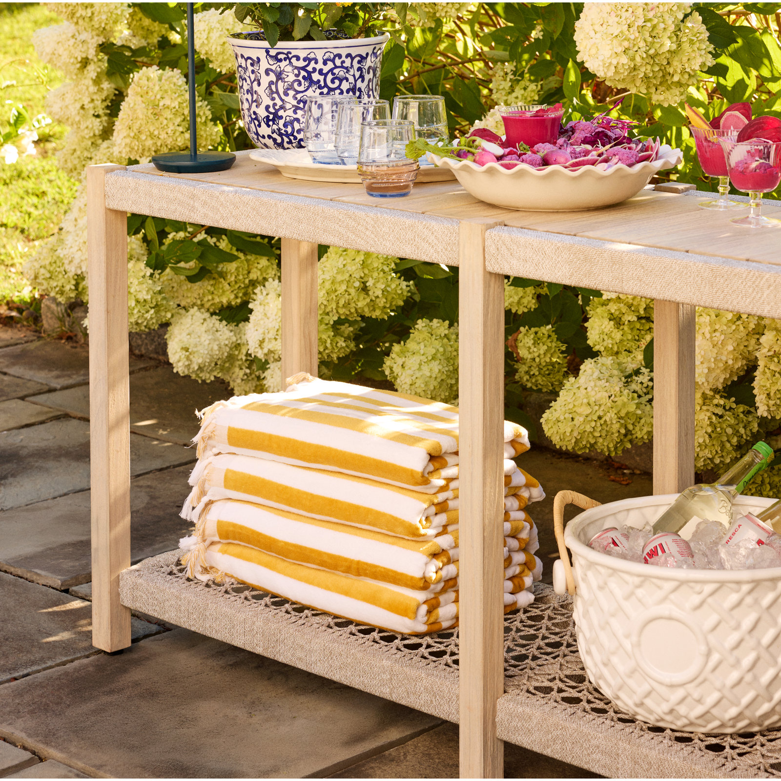 100% Cotton Beach Towel, Yellow/White