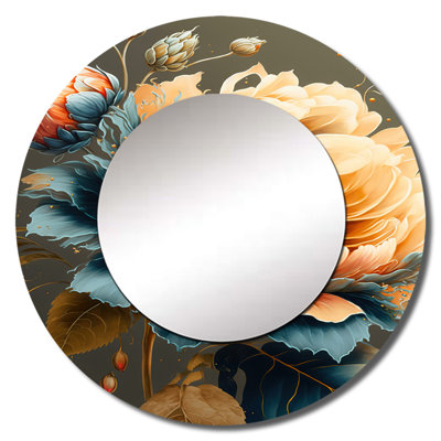 Starlisha Vibrant Sunflower II - Sunflower Mirror, Traditional Round Decorative Wall Mirror, Printed Metal Art