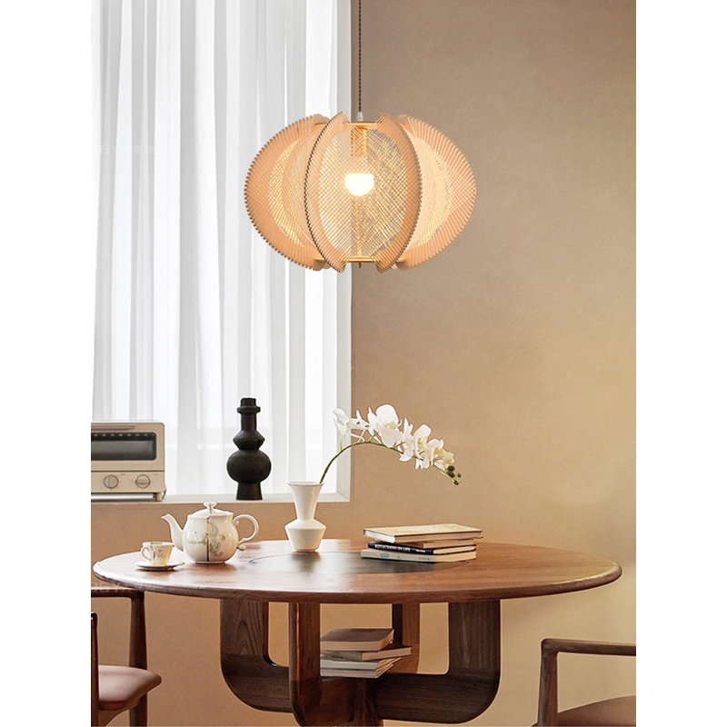 Lustre moderne et simple en forme de citrouille en bois de jute en bois massif, H 11,02 po x l 15,7 po x P 15,7 po
