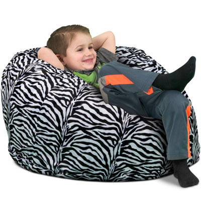  | Fauteuil à billes pour enfant 3 pi | Rembourrage en mousse - Housse lavable amovible, fourrure de zèbre