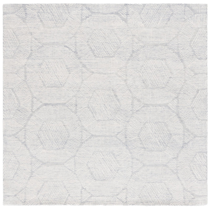Metro Hand Tufted Wool Pile Geometric Rug, Square 6'