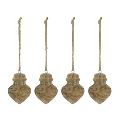3.5'' Mango Wood Holiday Shaped Ornament