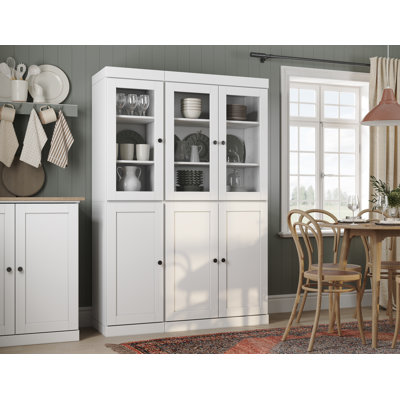 Garde-manger Palace 100% bois massif 48,5 po avec shaker, portes en verre transparent, 2 tiroirs et tablettes réglables Palace Imports