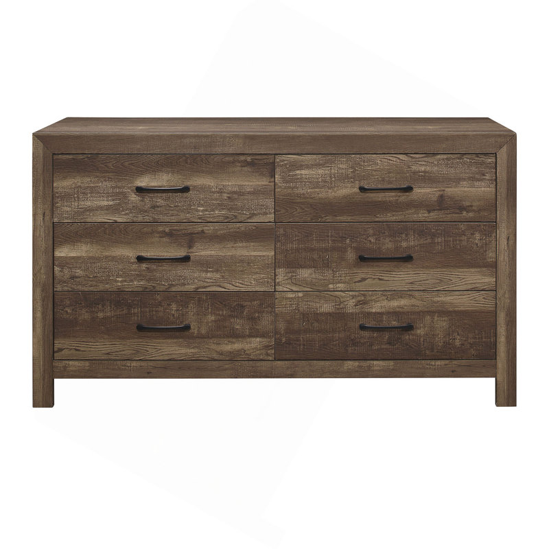 Commode 1 pièce à poignées noires style rustique en bois