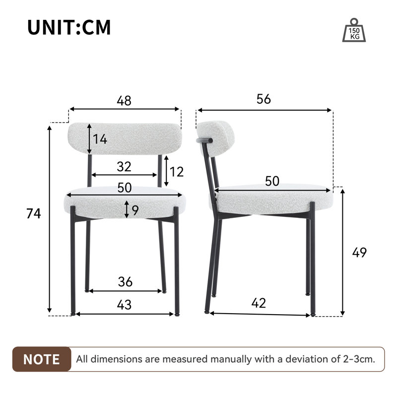 Mableton 49cm H Tufted Upholstered Metal Side Chair in White, 4