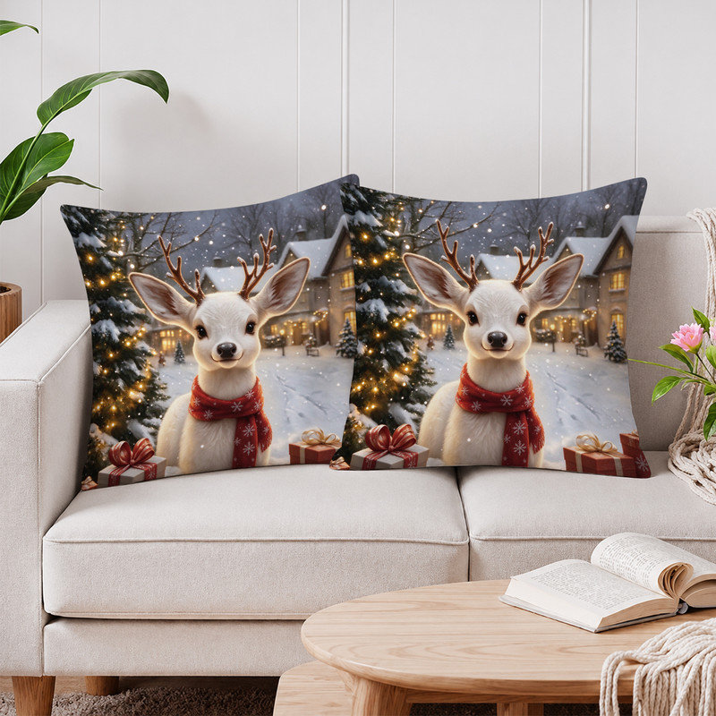 Housses de coussin JYK, Cadeaux blanc cerf rouge